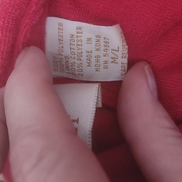 Victorias Secret red robe terry cloth inner lining satin look outer shell size M - Picture 13 of 16